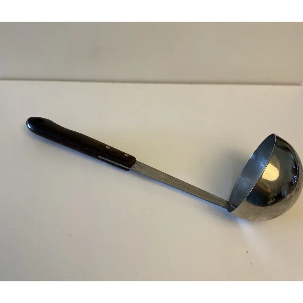 Vintage Veri-Sharp Ladle Stainless Steel 10” Riveted Wood Handle Made In USA